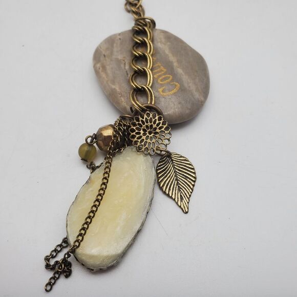 Bohemian agate feather hippie boho necklace pendant - Picture 1 of 3
